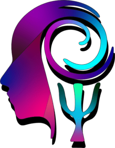 Buntes Symbol für psychische Gesundheit mit einem Kopfprofil und einem Psychologiesymbol