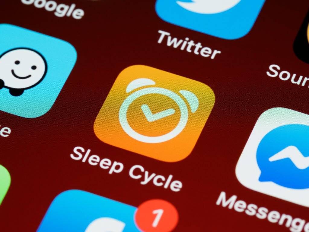 Mobiles App-Symbol für die Überwachung des Schlafzyklus auf einem Smartphone-Bildschirm