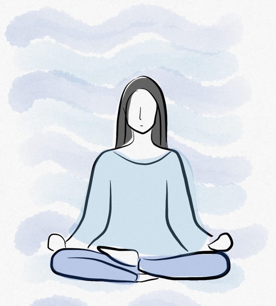 Beruhigende Illustration einer Person in Meditationshaltung